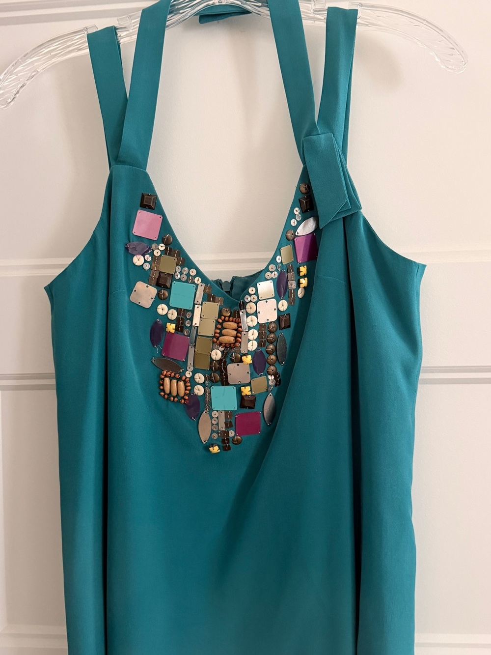Nanette Lepore Teal Embellished Sleeveless top